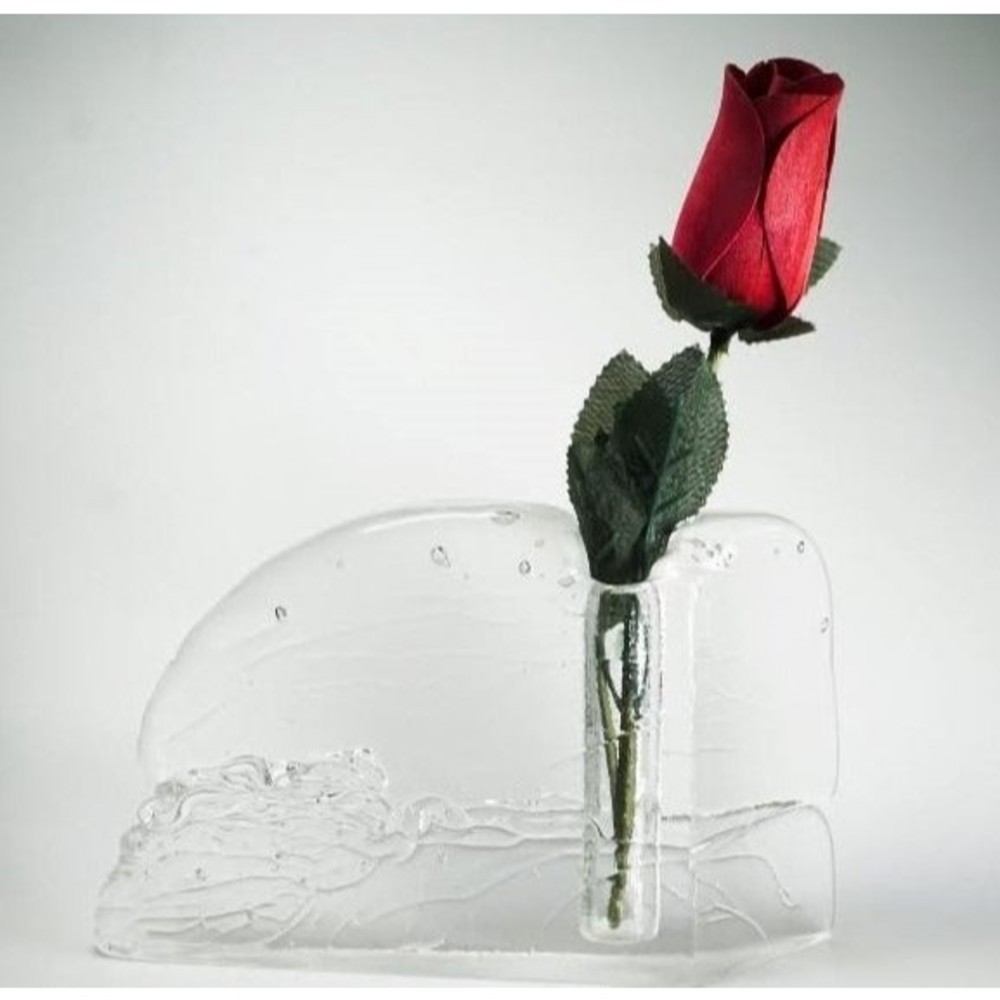 Signed Glasslight Studio Art Glass Clear Glass Bud Vase and/or Candleholder